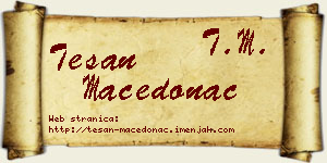 Tešan Macedonac vizit kartica